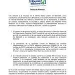 Comunicado-Tribunal-Electoral Lee aquí el comunicado completo del Tribunal Electoral.
