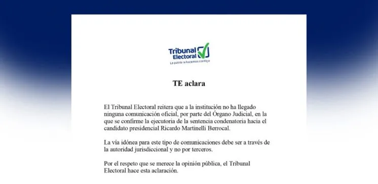 Tribunal Electoral-comunicado Tribunal Electoral-sentencia condenatoria-Ricardo Martinelli-verificadocontigo.com Tribunal Electoral-comunicado Tribunal Electoral-sentencia condenatoria-Ricardo Martinelli-verificadocontigo.com