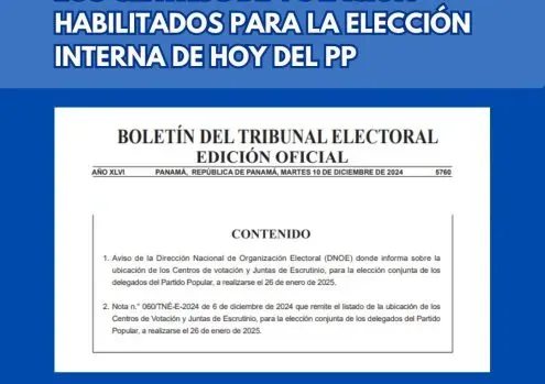 listado sede centros de votación y juntas de escrutinio para elección conjunta de los delegados de corregimiento y delegados del distrito del Partido Popular (PP)