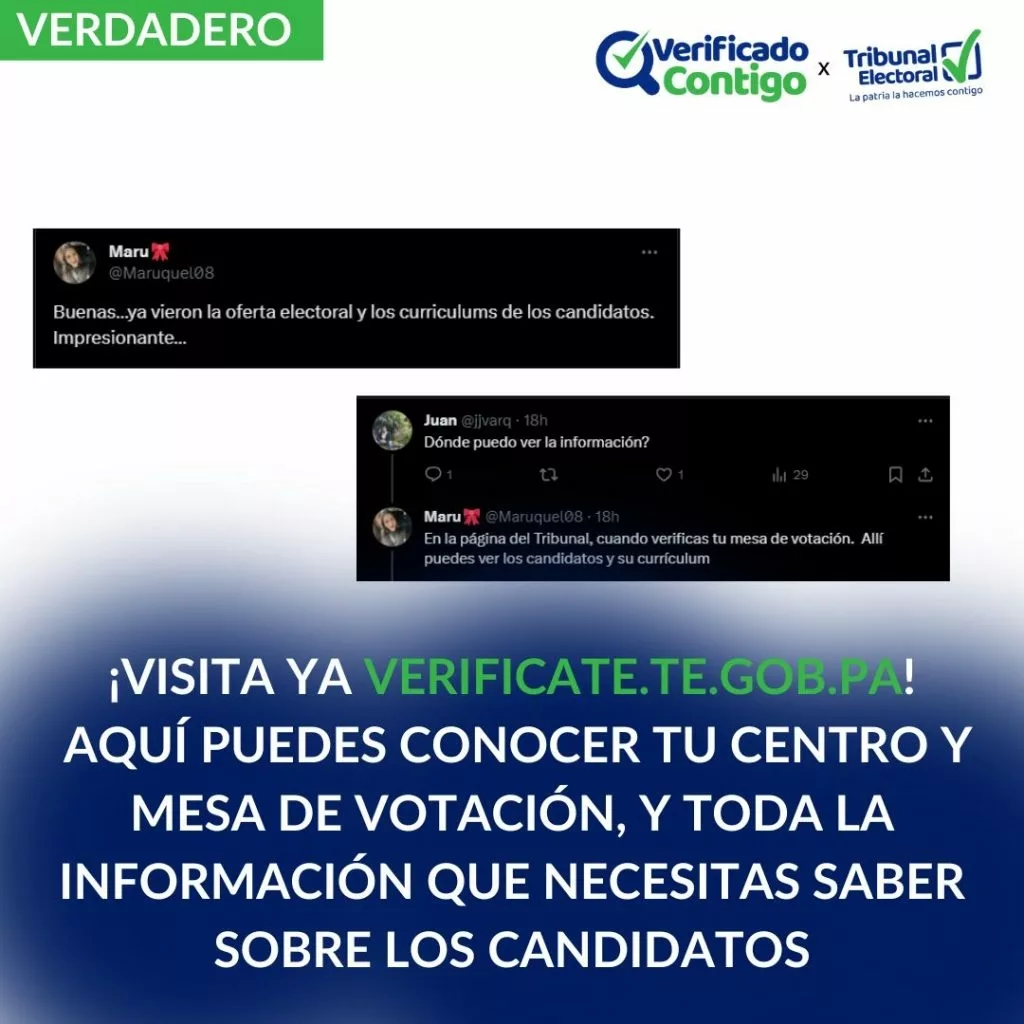 ¡Visita ya verificate.te.gob.pa! Aquí puedes conocer tu centro y mesa